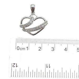 925 Sterling Silver Round-Cut C Z Heart Charm Pendant