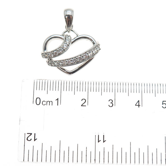 925 Sterling Silver Round-Cut C Z Heart Charm Pendant
