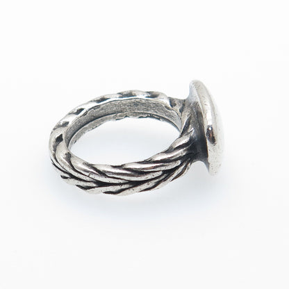 925 Sterling Silver Vintage Modernist Wheat Link Oxidized Ring Size 7.75