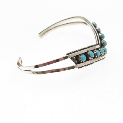 Old Pawn Sterling Silver Vintage Turquoise Snake Eye Adjustable Bracelet 5.5"