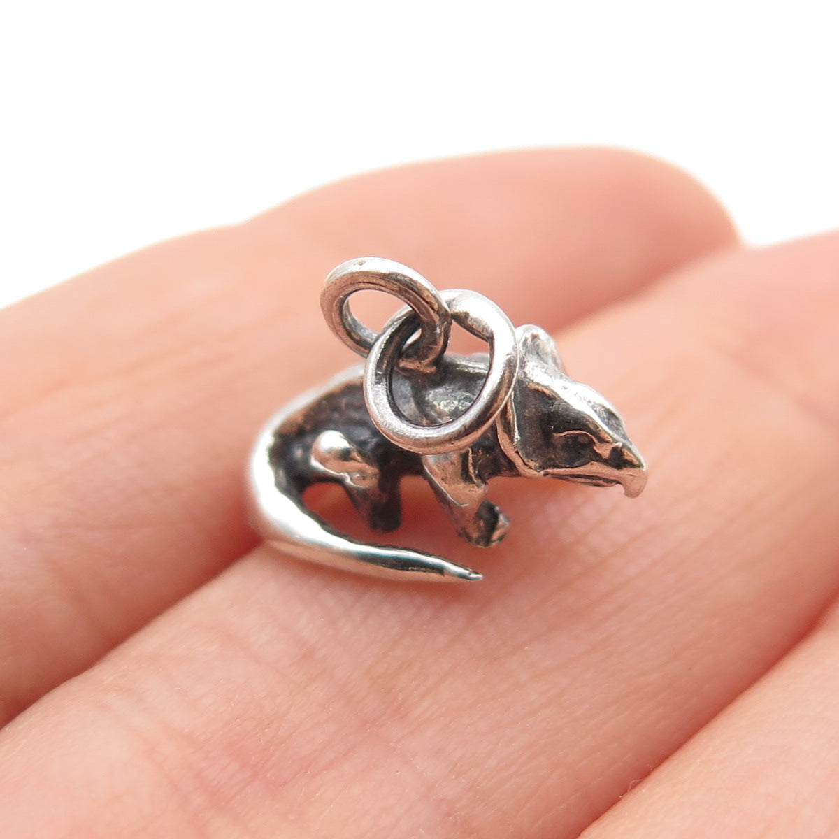 925 Sterling Silver Vintage Dinosaur Oxidized Mini 3D Charm Pendant