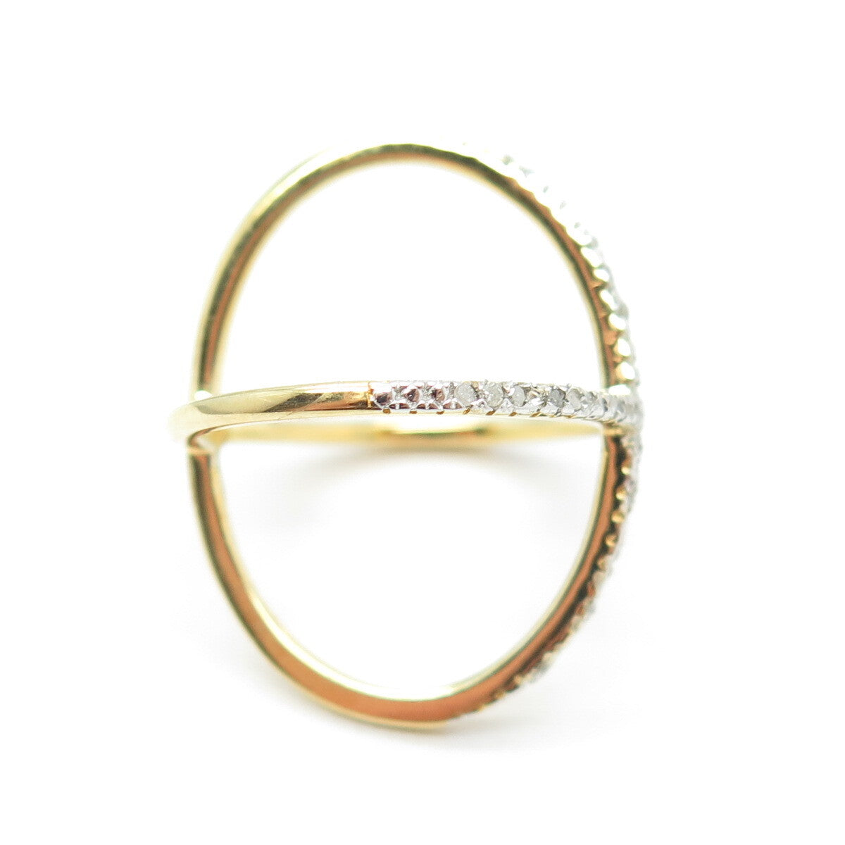 DBJ DEE BERKLEY Sterling Silver Gold Plated Diamond Crisscross Ring Size 6.75