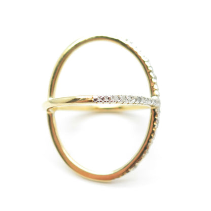 DBJ DEE BERKLEY Sterling Silver Gold Plated Diamond Crisscross Ring Size 6.75