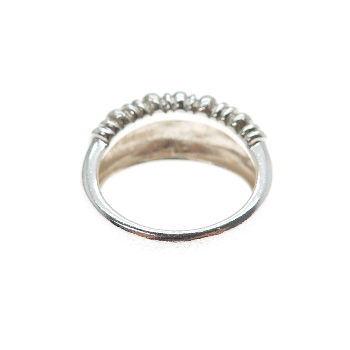 925 Sterling Silver Vintage Modernist Ribbed Dome Ring Size 7
