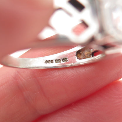 925 Sterling Silver Vintage Emerald-Cut C Z Ring Size 8