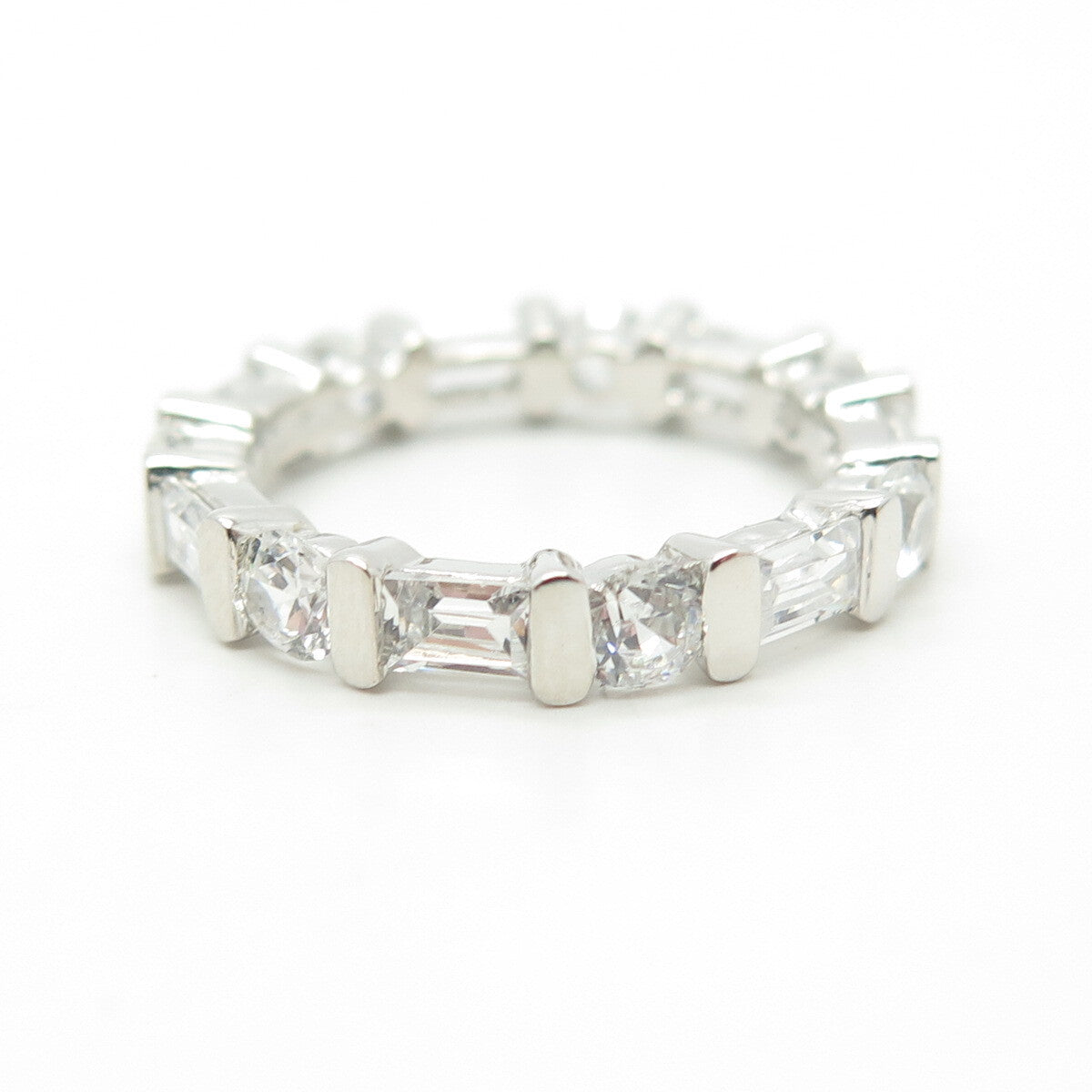 925 Sterling Silver NF Chapal-Zenray C Z All Around Eternity Band Ring Size 6.25
