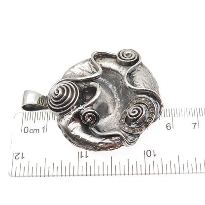 925 Sterling Vintage Portugal Pearl Modernist Spiral Pendant (missing 11 pearls)