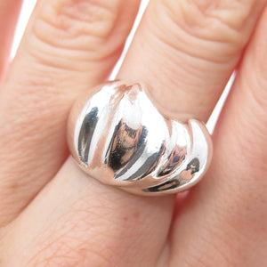925 Sterling Silver Vintage Modernist Flame Dome Ring Size 7