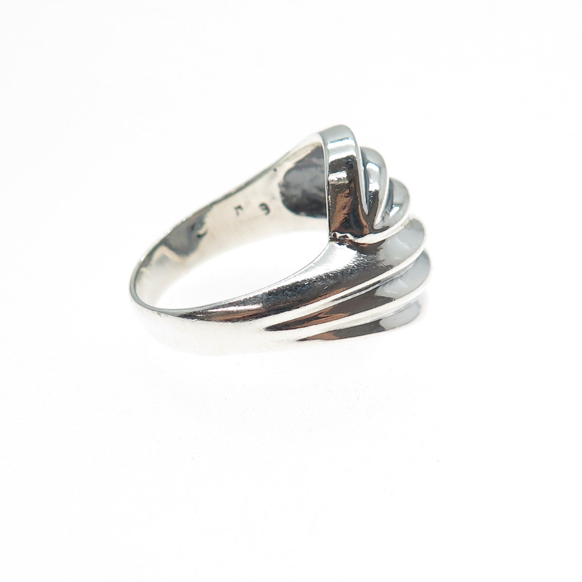 925 Sterling Silver Vintage Modernist Bypass Ring Size 6