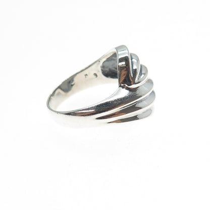 925 Sterling Silver Vintage Modernist Bypass Ring Size 6