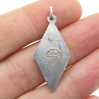 OSCAR CAPLAN 925 Sterling Silver Antique Enamel Upsilon Alpha Phi Pendant