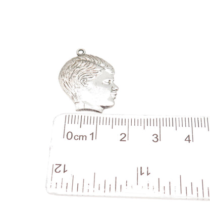 925 Sterling Silver Vintage Boy Profile Mini Charm Pendant