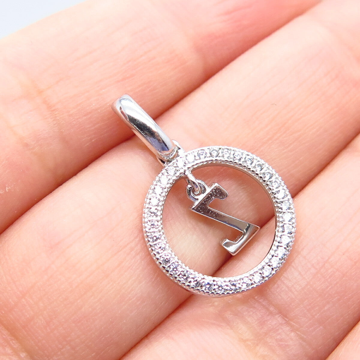 925 Sterling Silver C Z Letter "Z" Initial Pendant