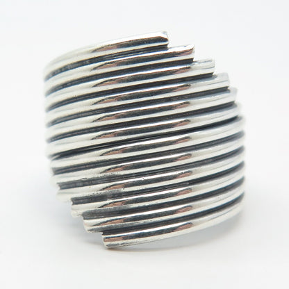 925 Sterling Silver Vintage Wide Wire Wrapped Ring Size 7.75