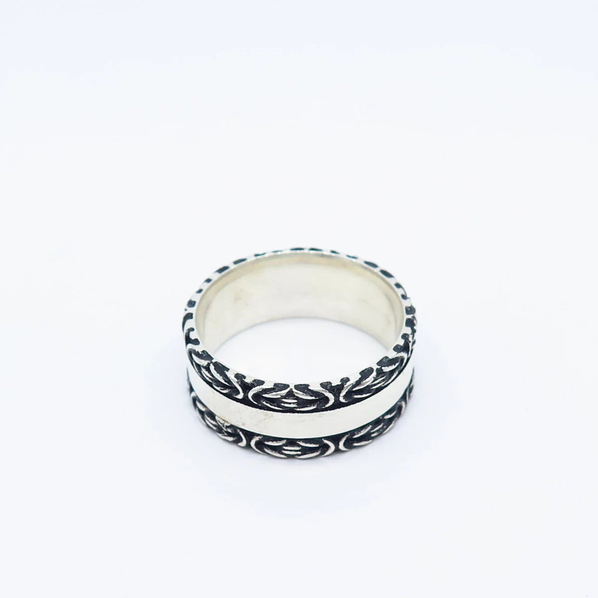 925 Sterling Silver Vintage Byzantine Band Ring Size 9.5