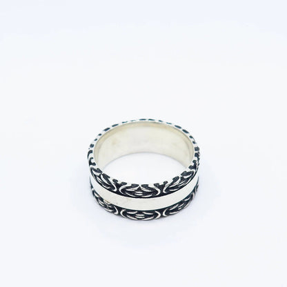 925 Sterling Silver Vintage Byzantine Band Ring Size 9.5