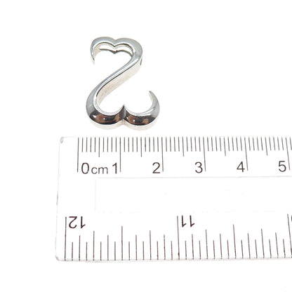 925 Sterling Silver Open Heart Slide Charm Pendant