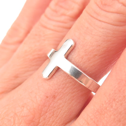 925 Sterling Silver Vintage Cross Ring Size 8
