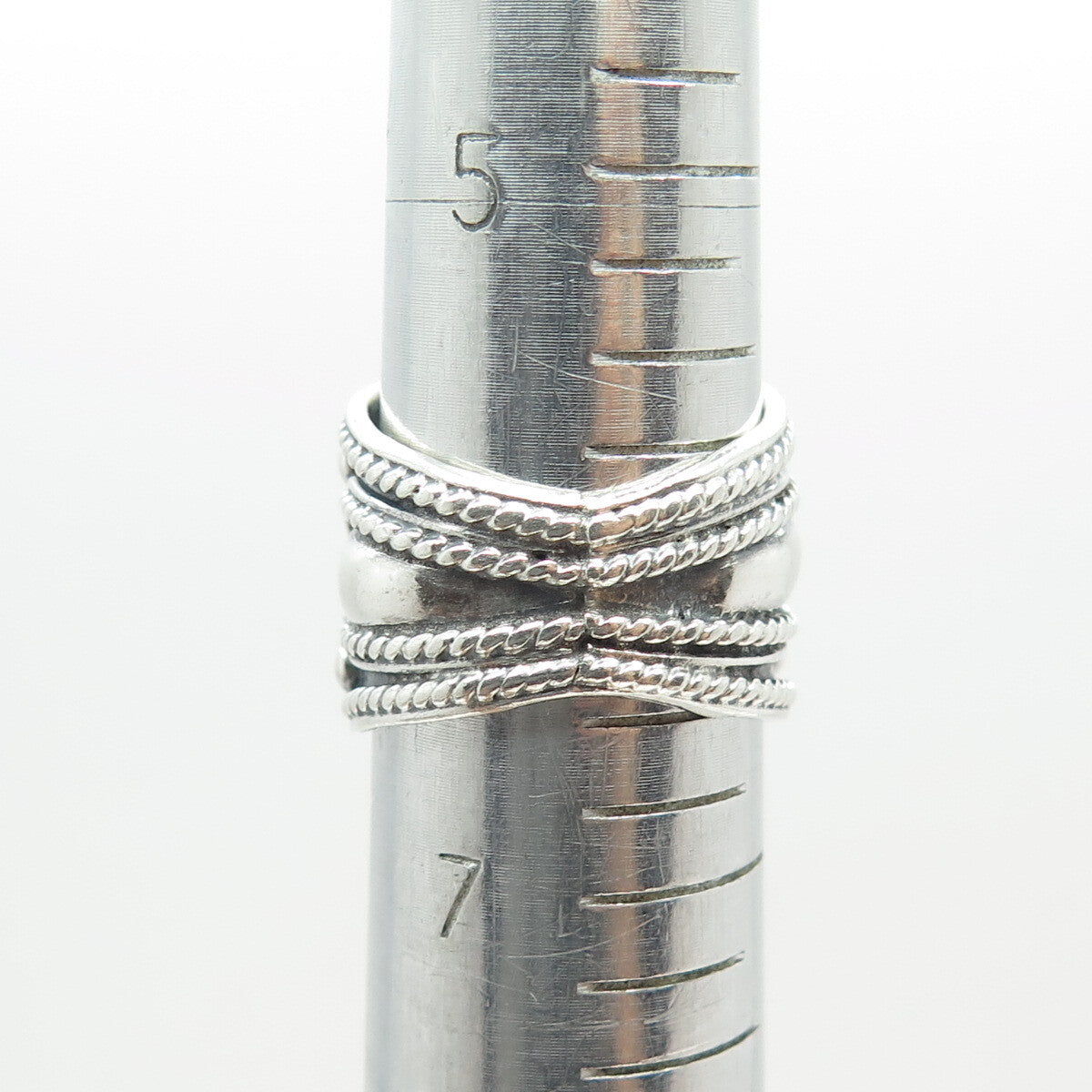 925 Sterling Silver Vintage Mexico Swirl Roped Oxidized Ring Size 6.5