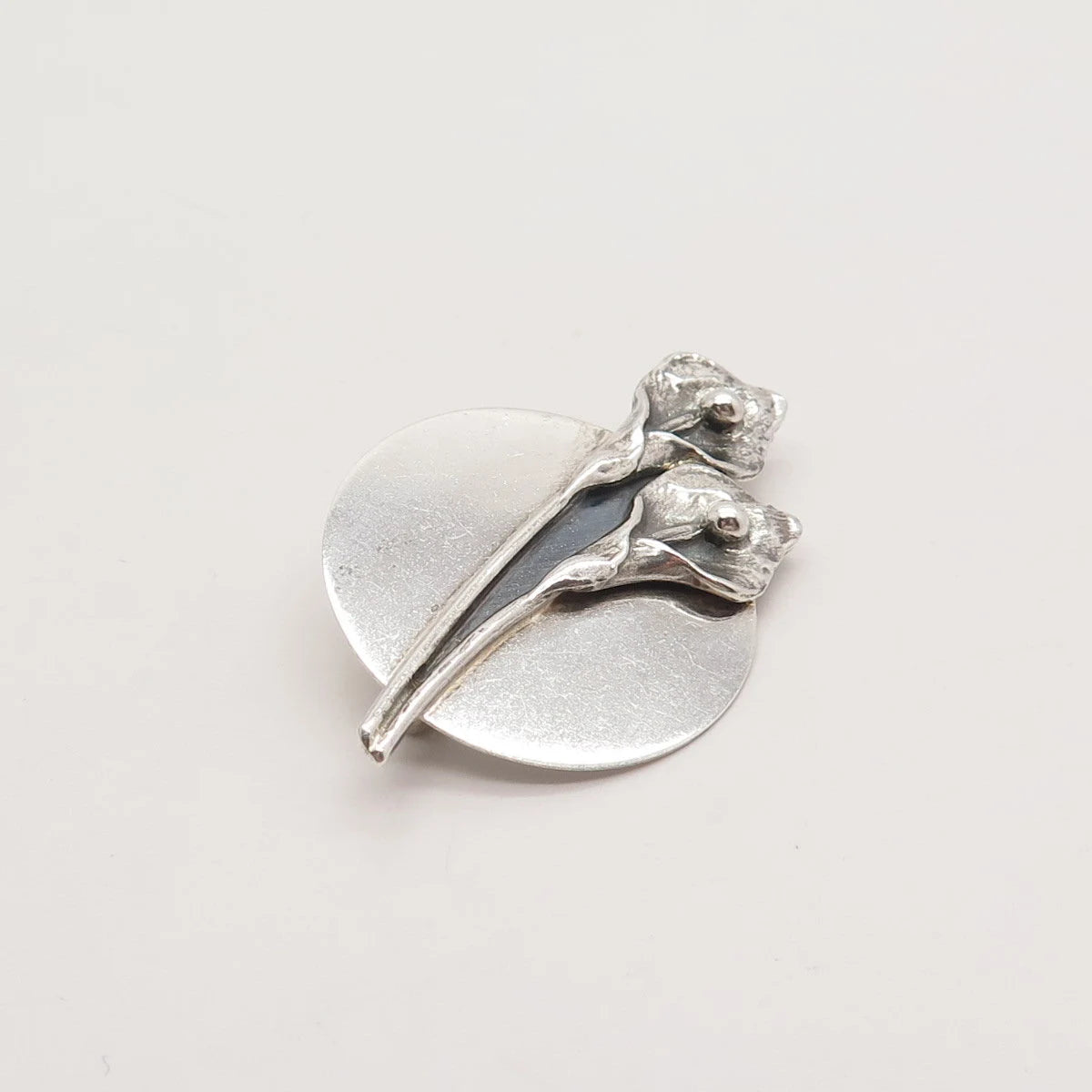 925 Sterling Silver Vintage Lily Floral Pin Brooch