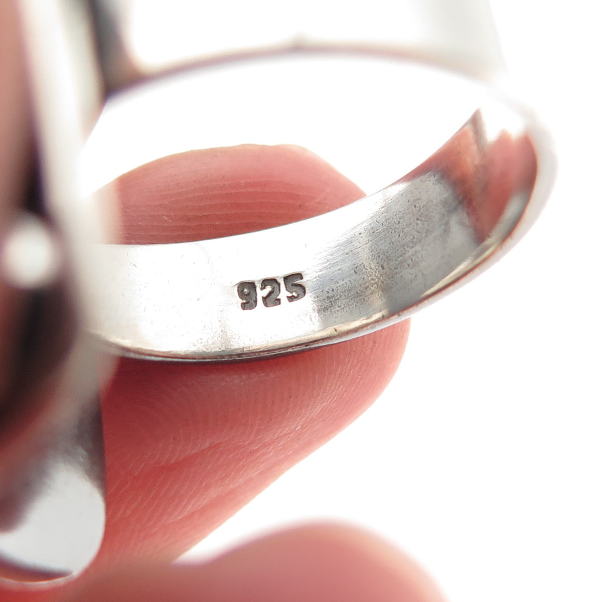 925 Sterling Silver Vintage Modernist Beaded Oxidized Ring Size 9