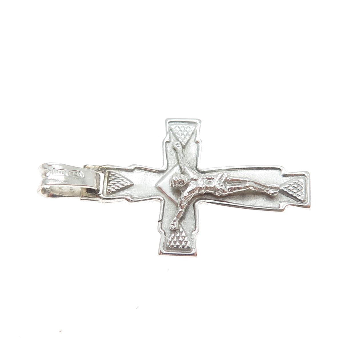 925 Sterling Silver Vintage Italy Crucifix Cross Religious Charm Pendant