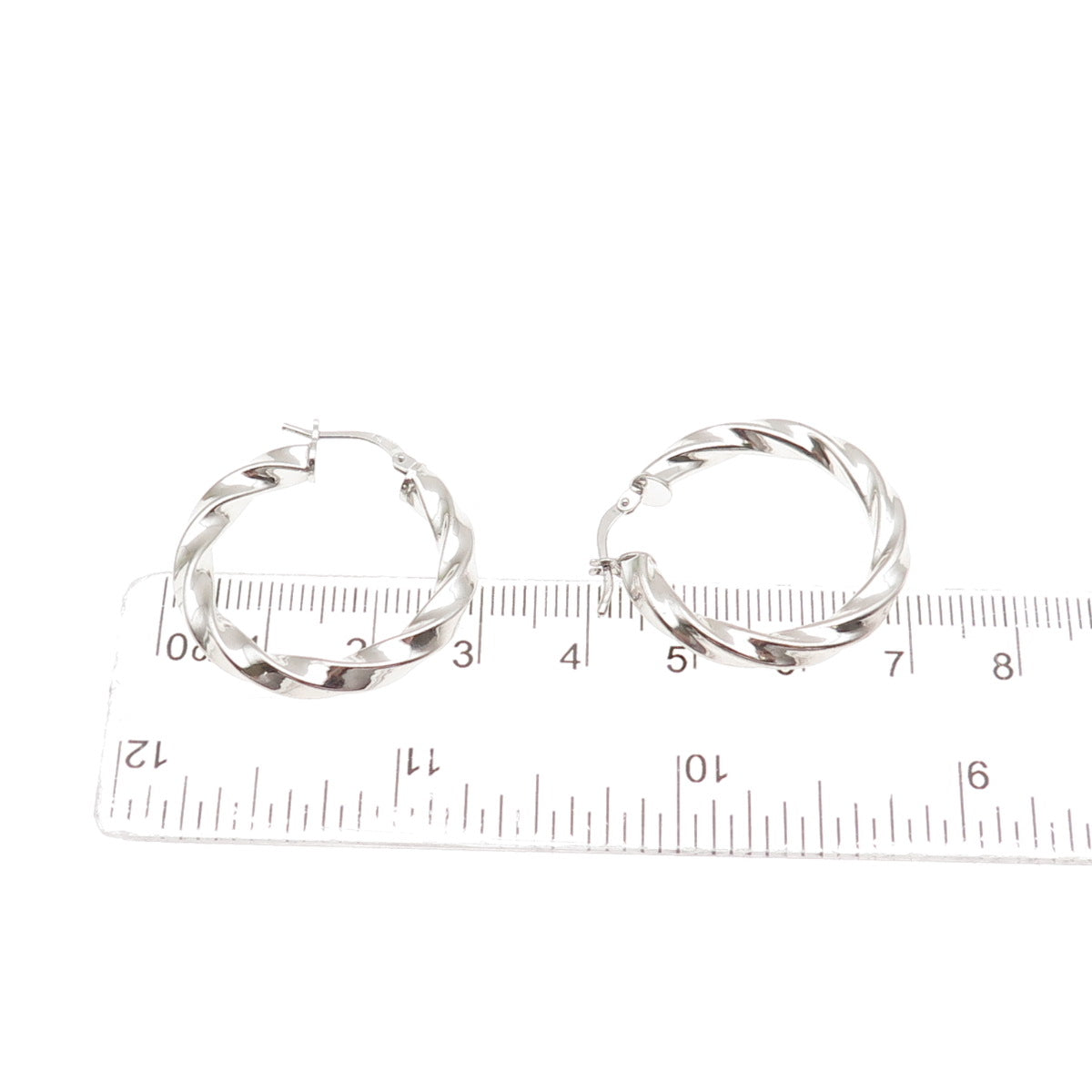 925 Sterling Silver RCI Twisted Hoop Earrings