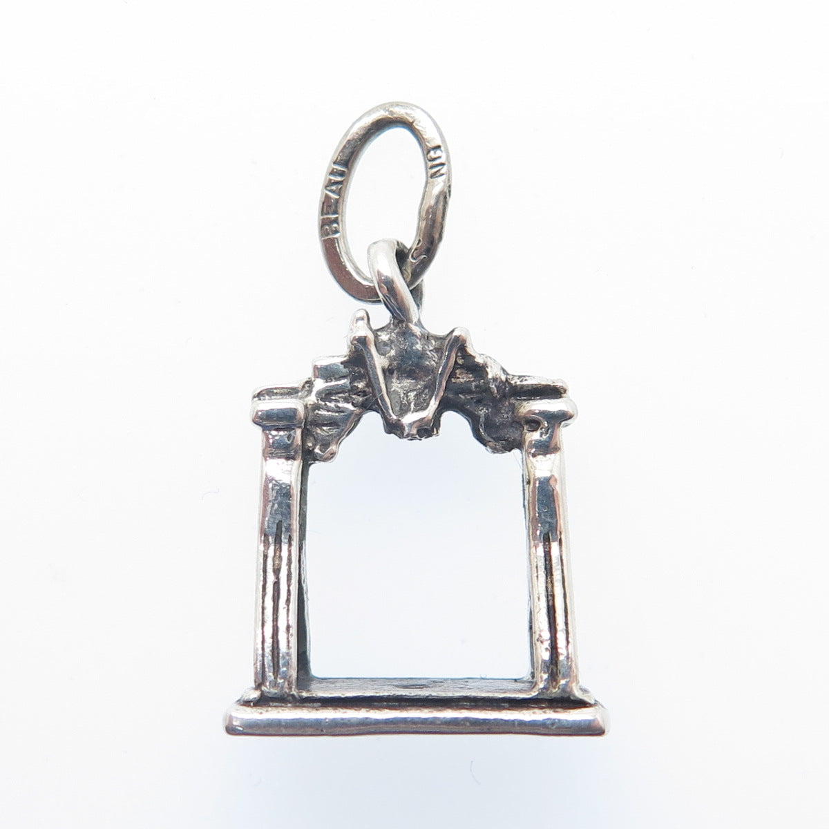925 Sterling Silver Vintage Liberty Bell Arch Oxidized Minimalist Charm Pendant