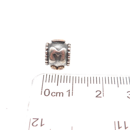 Pandora 925 Sterling Silver & Gold Swarovski Pink Crystal Mom Slide Bead Charm