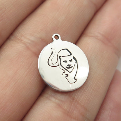 925 Sterling Silver USA Two In Town Wild Cat Charm Pendant
