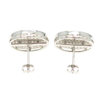 925 Sterling Silver Round-Cut C Z Disc Stud Earrings