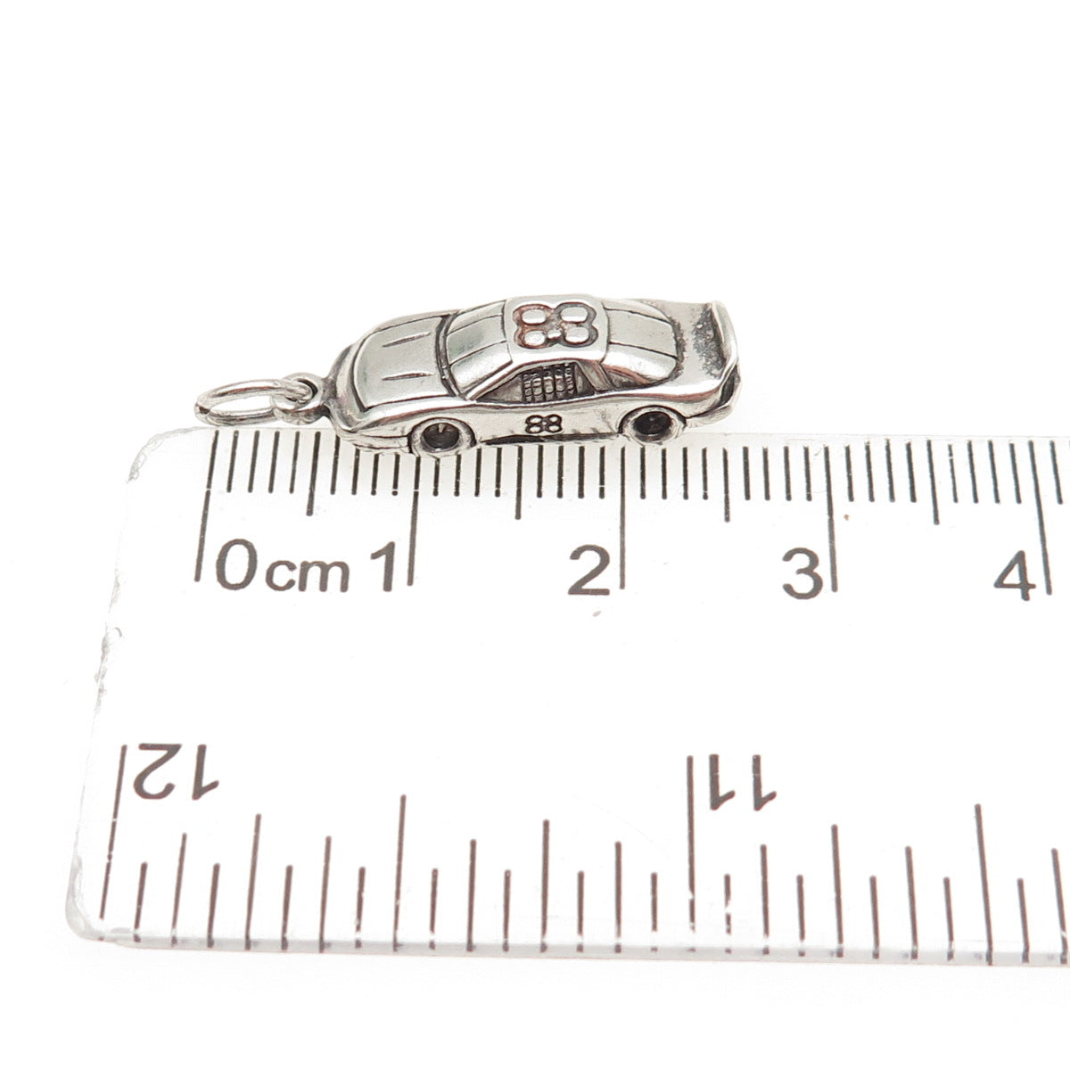 SUNWEST 925 Sterling Silver Vintage Number 88 Race Car Oxidized Charm Pendant