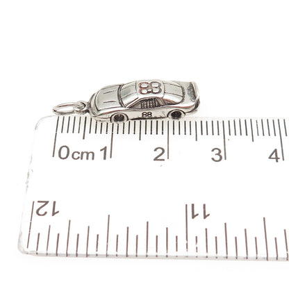SUNWEST 925 Sterling Silver Vintage Number 88 Race Car Oxidized Charm Pendant