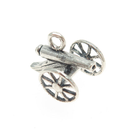 925 Sterling Silver Vintage Cannon Military Minimalist 3D Charm Pendant