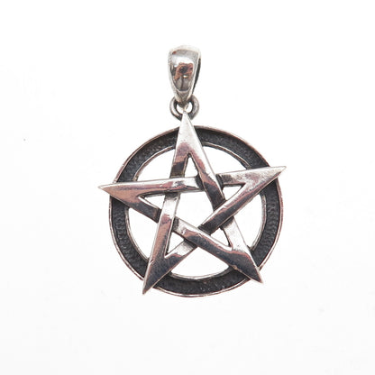 925 Sterling Silver Vintage Pentagram Oxidized Pendant