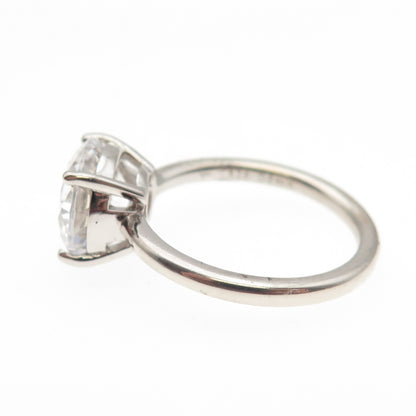 DSMK 925 Sterling Silver Round-Cut C Z Engagement Ring Size 7