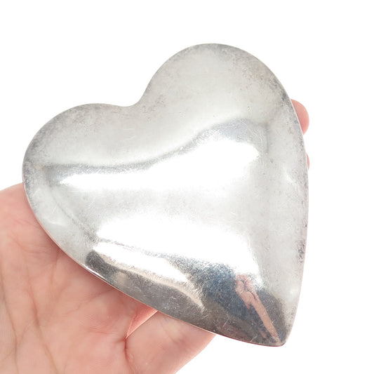 SAM LOVATO KEWA Old Pawn Sterling Silver Vintage Heart Oxidized Brooch / Pendant