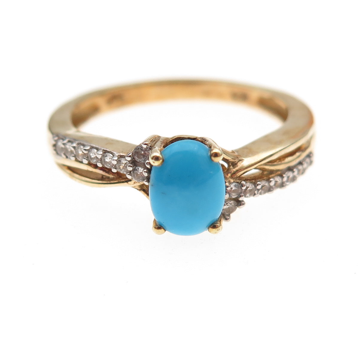 Chuck Clemency 925 Sterling Silver Gold Plated Real Turquoise Topaz Ring Size 8