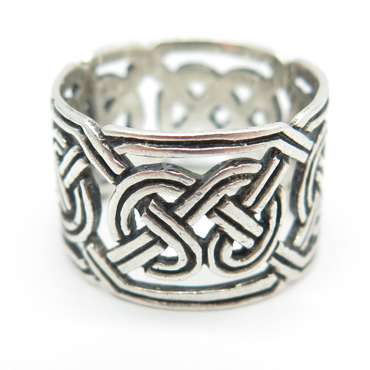 925 Sterling Silver Vintage Viking / Celtic Knot Band Ring Size 7.25