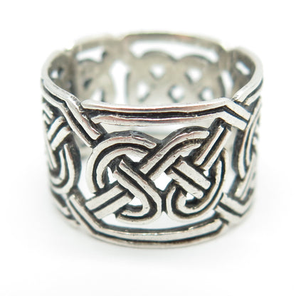 925 Sterling Silver Vintage Viking / Celtic Knot Band Ring Size 7.25