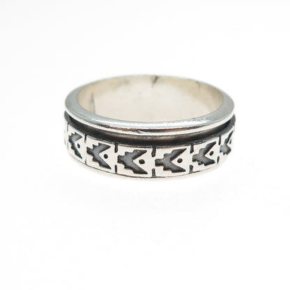 925 Sterling Silver Vintage Mexico Arrow Oxidized Rotating Band Ring Size 9.5