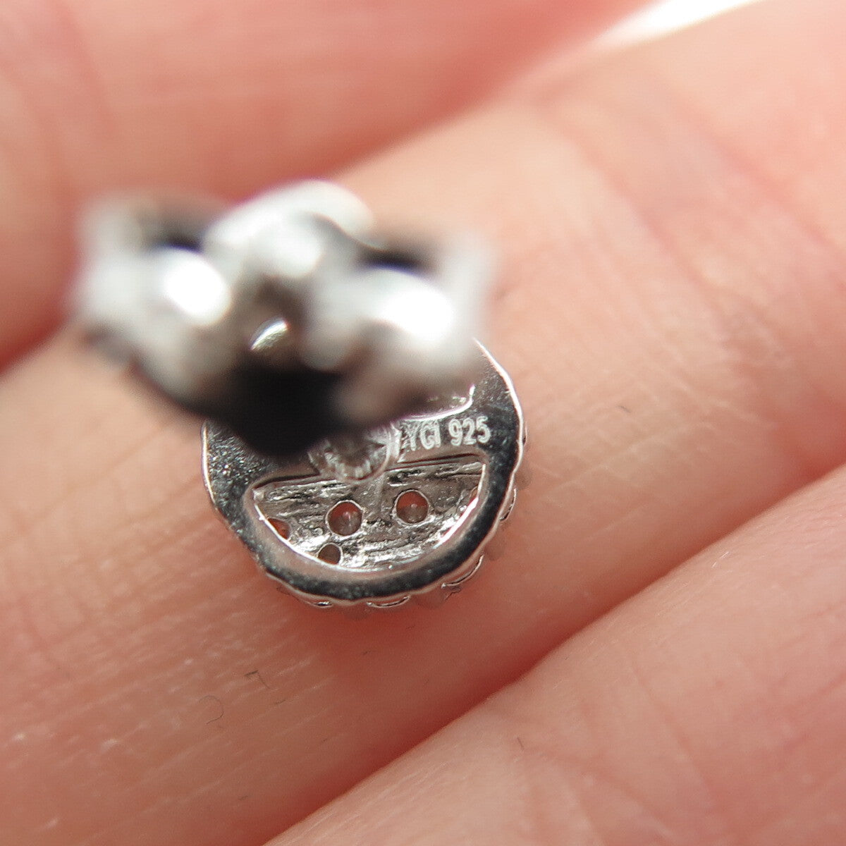 925 Sterling Silver Round-Cut C Z Sparkling Stud Earrings