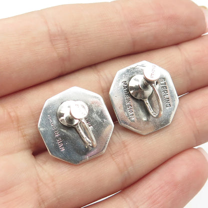 925 Sterling Silver Vintage Siam Niello Hindu Goddess Screw Back Earrings