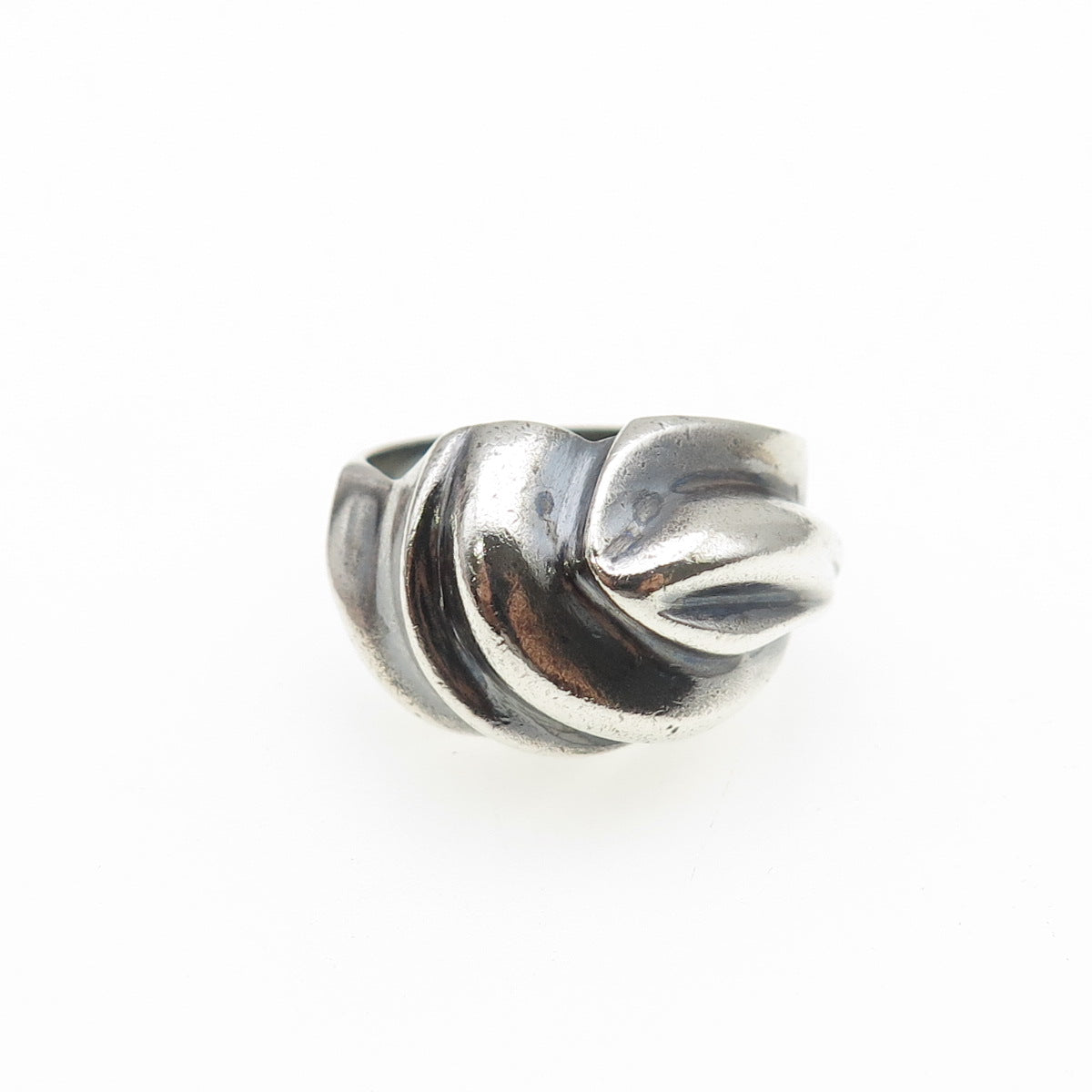 925 Sterling Silver Vintage Modernist Dome Oxidized Ring Size 7