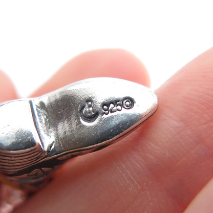 CAROLYN POLLACK 925 Sterling Vintage Enamel Cowboy Shoe Spring Ring Lock Pendant