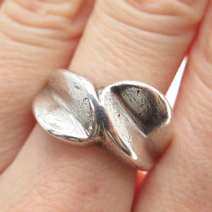 925 Sterling Silver Vintage Mexico Modernist Bypass Oxidized Ring Size 7.5