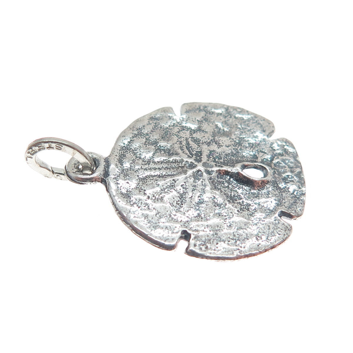 BEAU 925 Sterling Silver Vintage Sand Dollar Oxidized Minimalist Charm Pendant