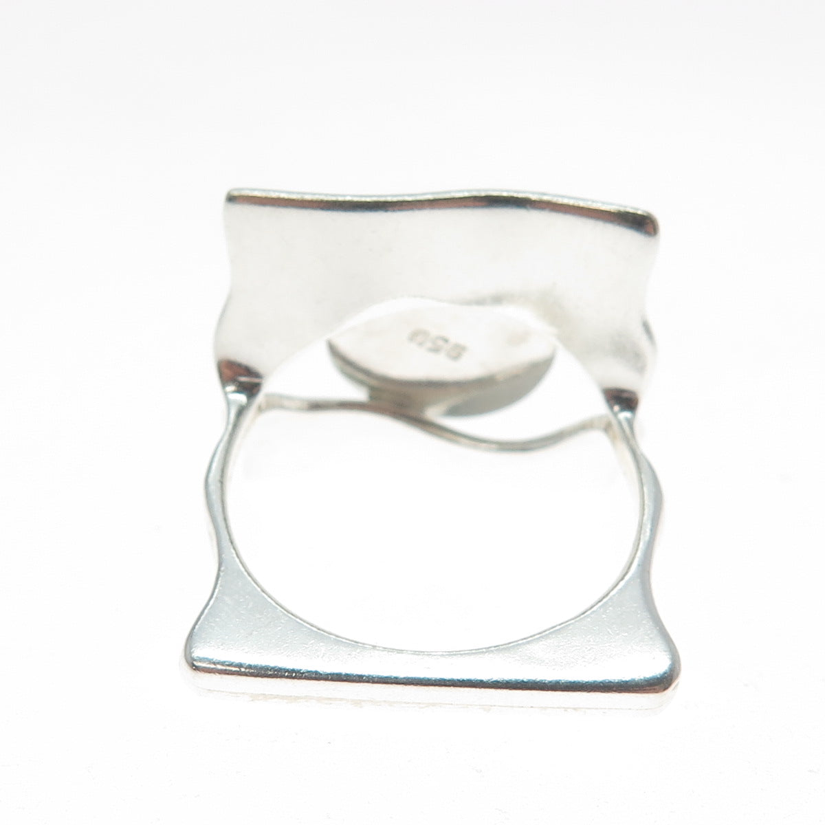 950 Silver Vintage Real Spiny Oyster Shell Modernist Square Ring Size 7.25