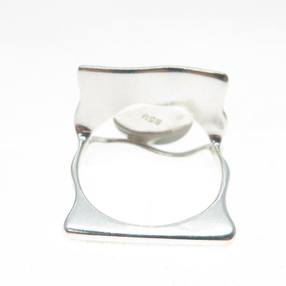 950 Silver Vintage Real Spiny Oyster Shell Modernist Square Ring Size 7.25