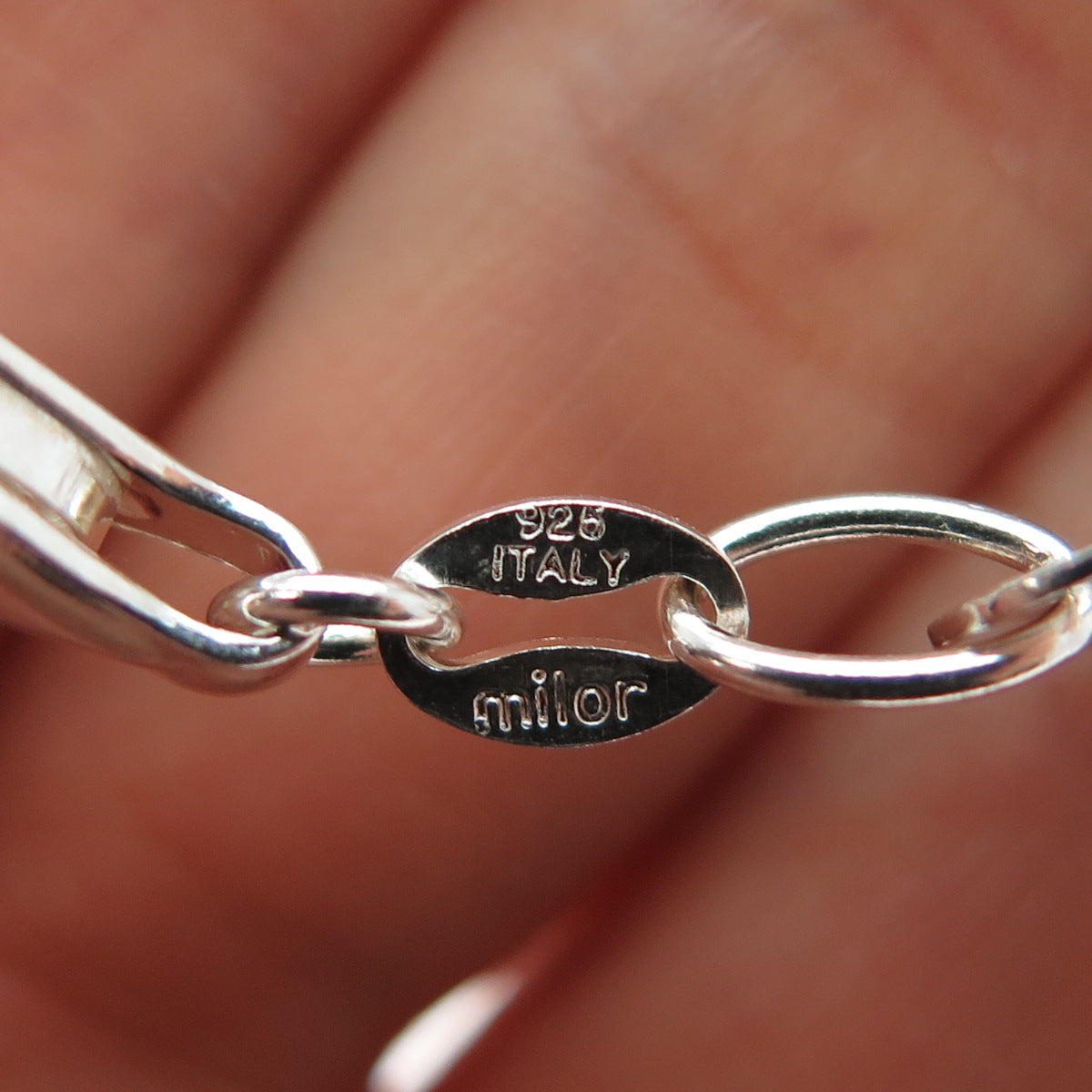 MILOR 925 Sterling Silver Vintage Italy Multi-Oval Chain Necklace 34"